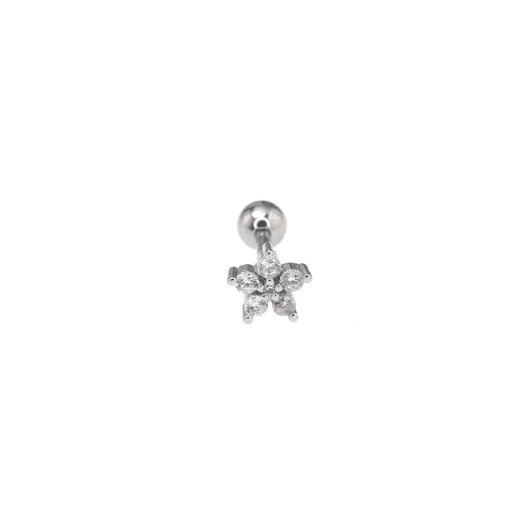 Small Pentagram CZ External Threadness Stainless Steel Ear Stud - Small Pentagram CZ External Threadness Stainless Steel Ear Stud - Default Title by CRUXJEWELRY