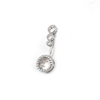 Sterling Silver Vintage Navel Ring with Four-Zirconia - Sterling Silver Vintage Navel Ring with Four-Zirconia - 6 mm by CRUXJEWELRY