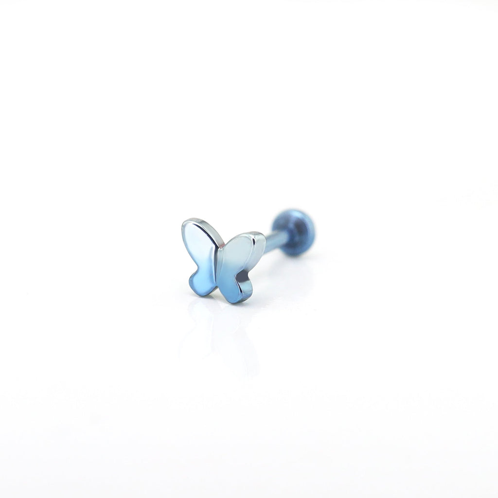 Colorful Gradient Butterfly Titanium - Nose/Ear Stud - Colorful Gradient Butterfly Titanium - Nose/Ear Stud - Blue-White Gradient / 6 mm by CRUXJEWELRY