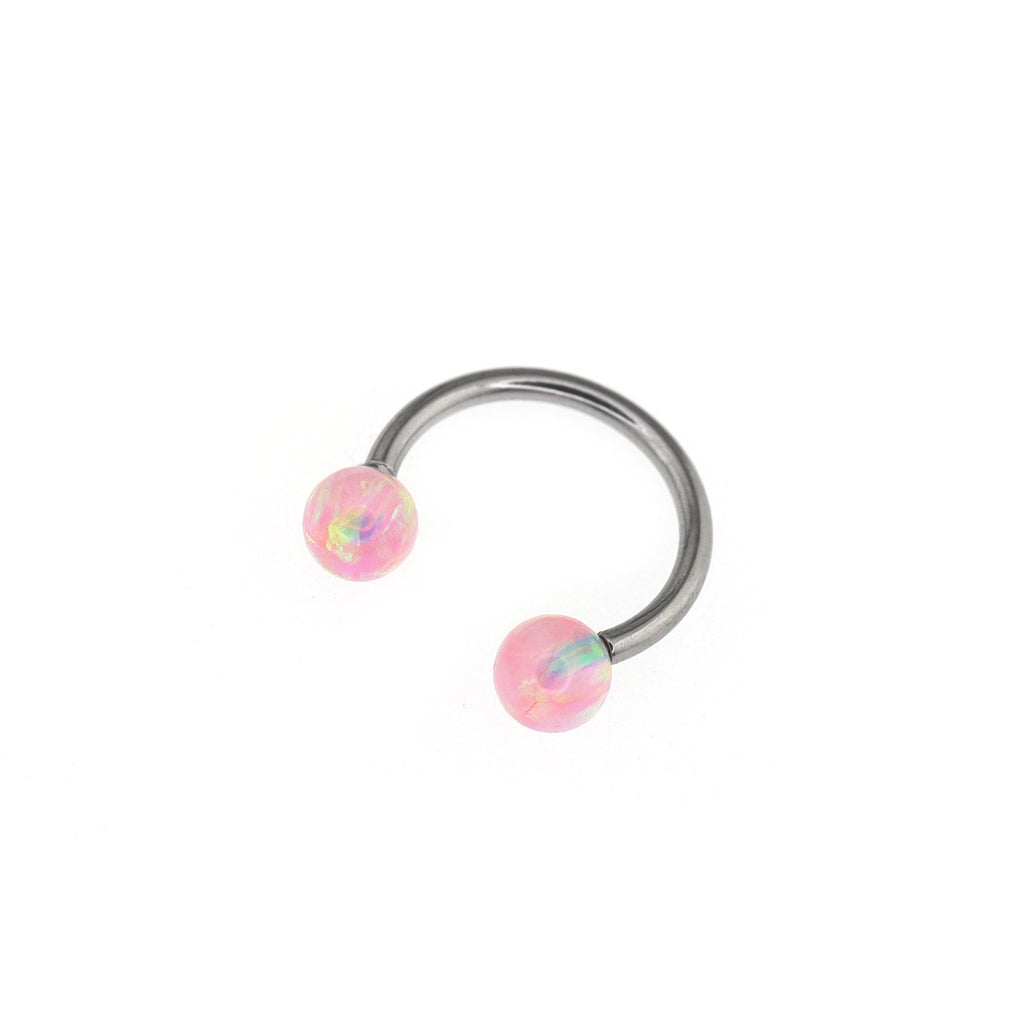 Opal Internally Threaded Titanium Horseshoe Ring - Opal Internally Threaded Titanium Horseshoe Ring - Pink / 8mm by CRUXJEWELRY