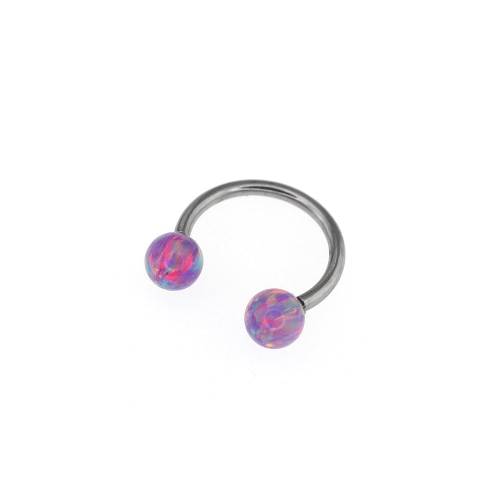 Opal Internally Threaded Titanium Horseshoe Ring - Opal Internally Threaded Titanium Horseshoe Ring - Purple / 8mm by CRUXJEWELRY