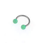 Opal Internally Threaded Titanium Horseshoe Ring - Opal Internally Threaded Titanium Horseshoe Ring - Green / 8mm by CRUXJEWELRY