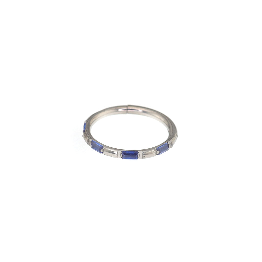 Side Set Baguette CZ Titanium Segment Ring - Side Set Baguette CZ Titanium Segment Ring - Deep Blue / 8mm by CRUXJEWELRY
