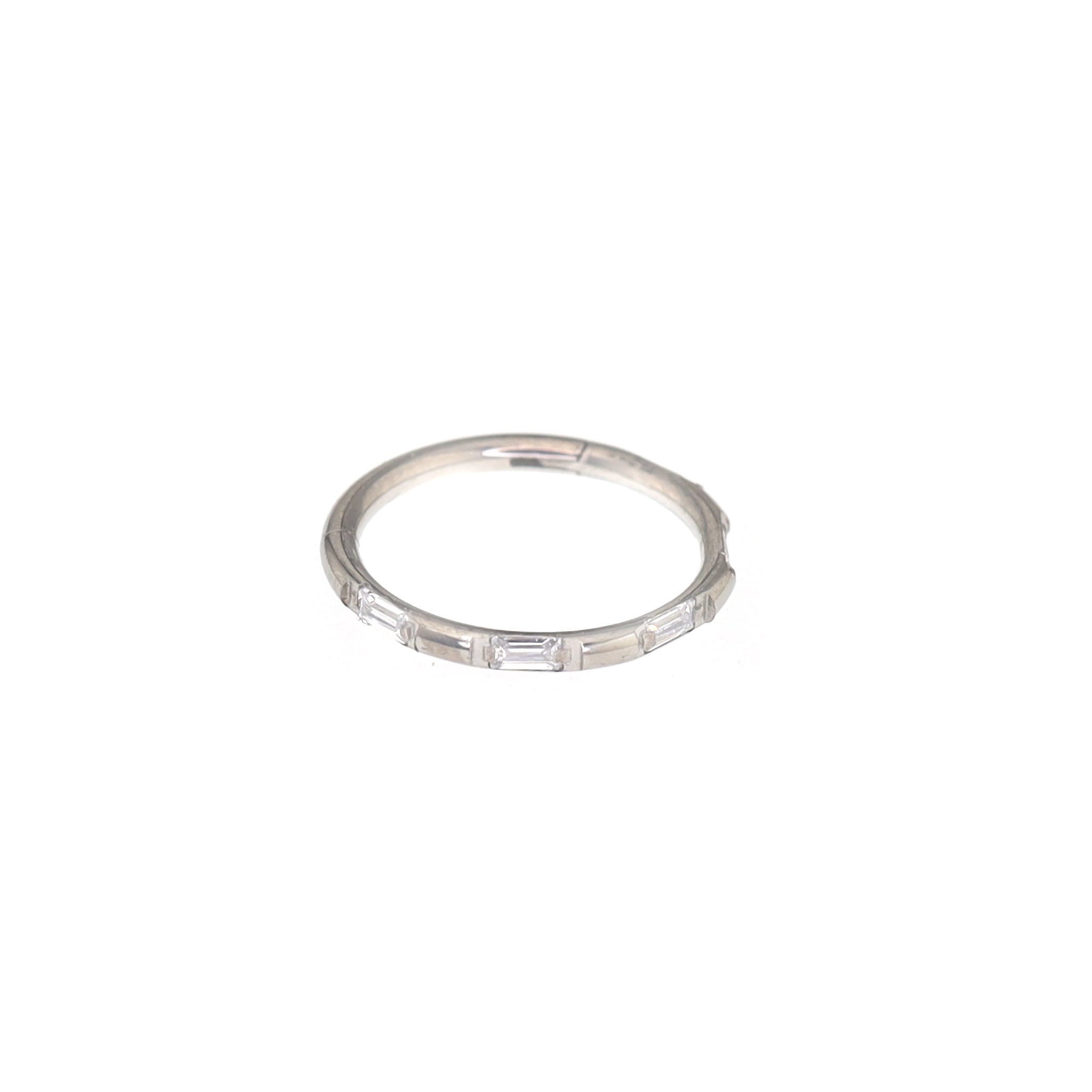 Side Set Baguette CZ Titanium Segment Ring - Side Set Baguette CZ Titanium Segment Ring - White / 8mm by CRUXJEWELRY