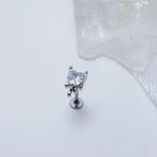 Liquid Metal CZ Heart Stud - Dainty Molten Cartilage Earring