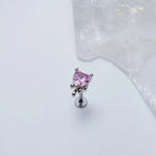 Liquid Metal CZ Heart Stud - Dainty Molten Cartilage Earring