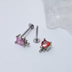 Liquid Metal CZ Heart Stud - Dainty Molten Cartilage Earring