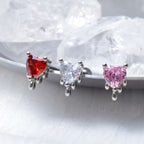 Liquid Metal CZ Heart Stud - Dainty Molten Cartilage Earring