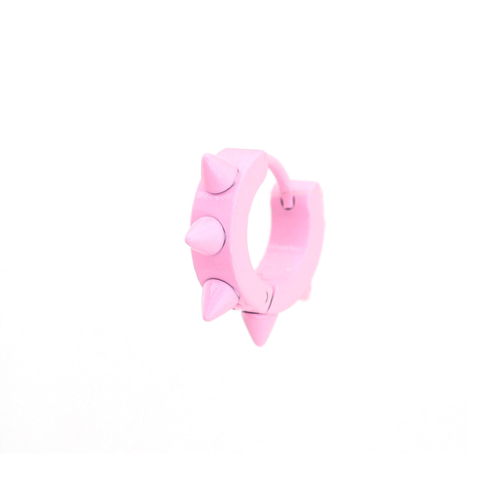 Pink Enamel Six-Spike Stainless steel Earrings - Pink Enamel Six-Spike Stainless steel Earrings - Single by CRUXJEWELRY