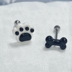 Skeleton Dog Tongue Ring - Externally Threaded Barbell