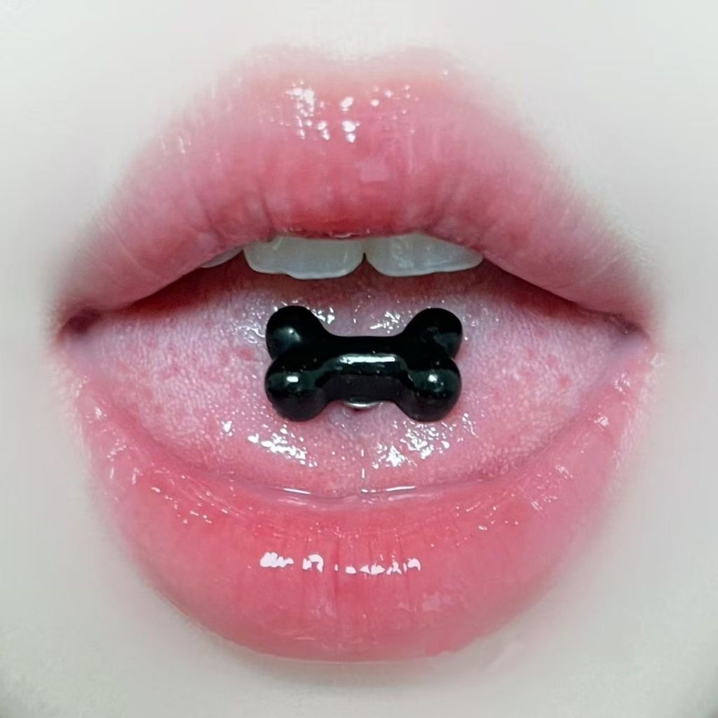 Skeleton Dog Tongue Ring - Externally Threaded Barbell
