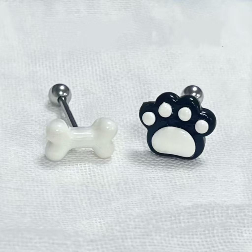 Skeleton Dog Tongue Ring - Externally Threaded Barbell