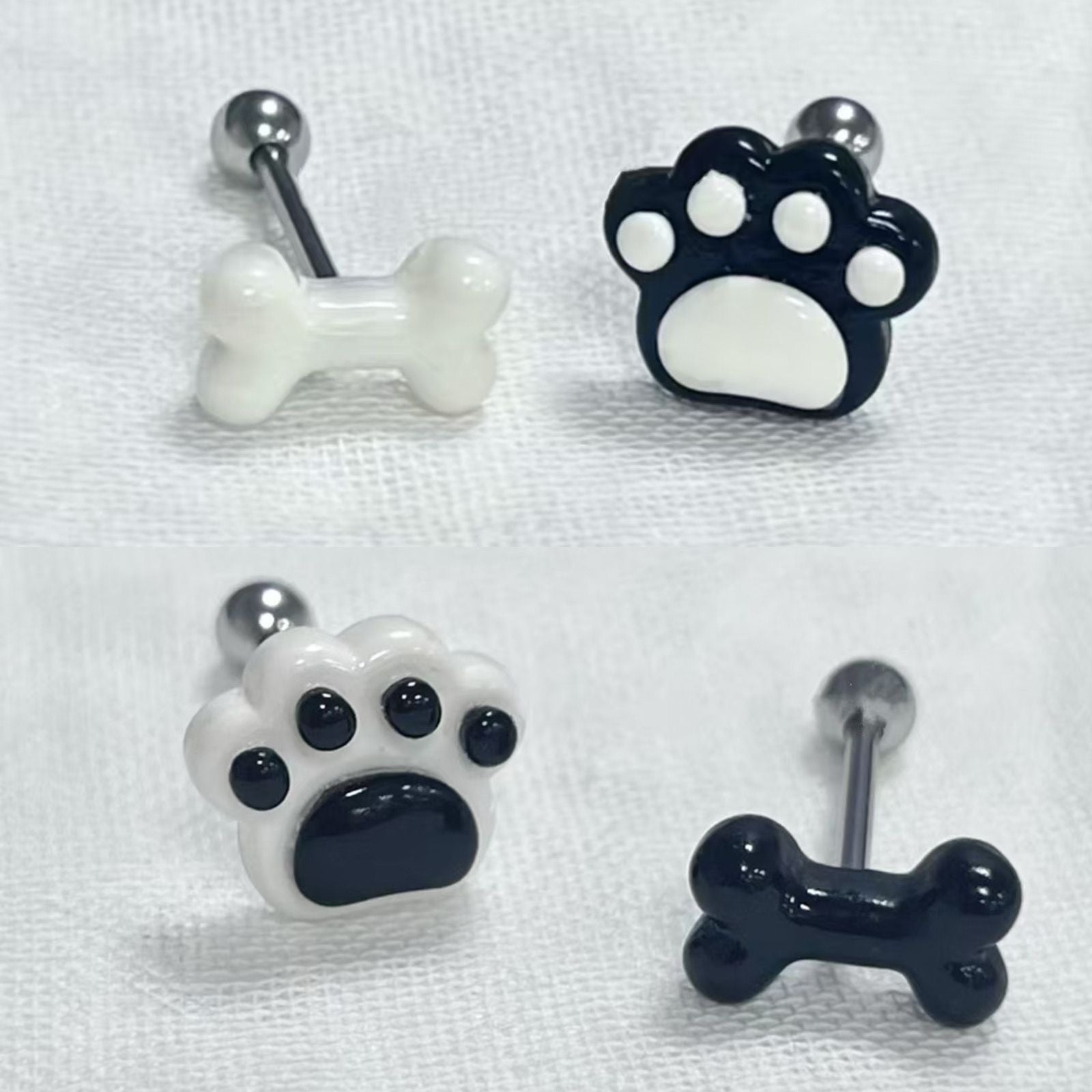Skeleton Dog Tongue Ring - Externally Threaded Barbell