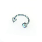 Round CZ spike Titanium Horseshoe Ring - Round CZ spike Titanium Horseshoe Ring - AB Coating / 8mm by CRUXJEWELRY