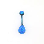 Teardrop Double Opal Titanium Belly Ring - Teardrop Double Opal Titanium Belly Ring - Ocean Blue by CRUXJEWELRY