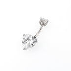 Heart-shaped CZ S925 Sterling Silver Belly Ring - Heart-shaped CZ S925 Sterling Silver Belly Ring - 6 mm by CRUXJEWELRY