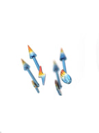 Titanium Rainbow Wing & Lightning Bolt Piercing | Spiked Straight Barbell | Cartilage Helix Rook Earring