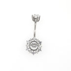 Snowflake CZ S925 Sterling Silver Belly Ring - Snowflake CZ S925 Sterling Silver Belly Ring - 6 mm by CRUXJEWELRY