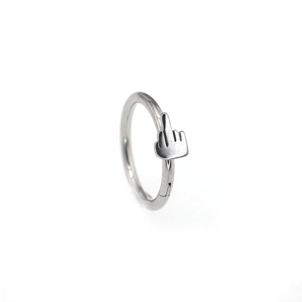 Middle Finger Stainless Steel Segment Hoop - Middle Finger Stainless Steel Segment Hoop - 8mm by CRUXJEWELRY