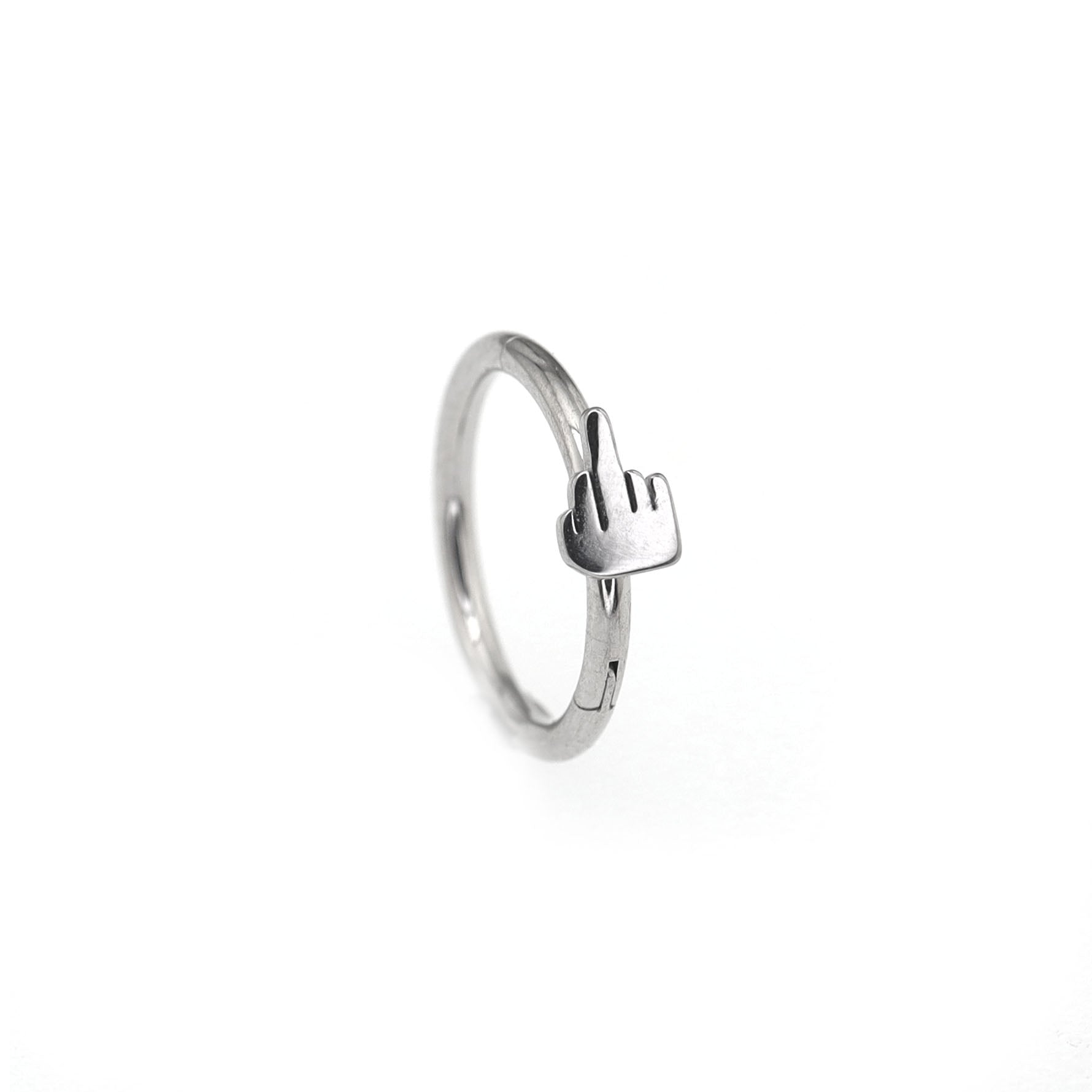 Middle Finger Stainless Steel Segment Hoop - Middle Finger Stainless Steel Segment Hoop - 8mm by CRUXJEWELRY