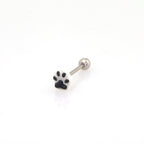 Resin Pink & Black Paw Print tongue stud - Resin Pink & Black Paw Print tongue stud - black-pink-1 / 12 mm / 1.2mm/16G by CRUXJEWELRY