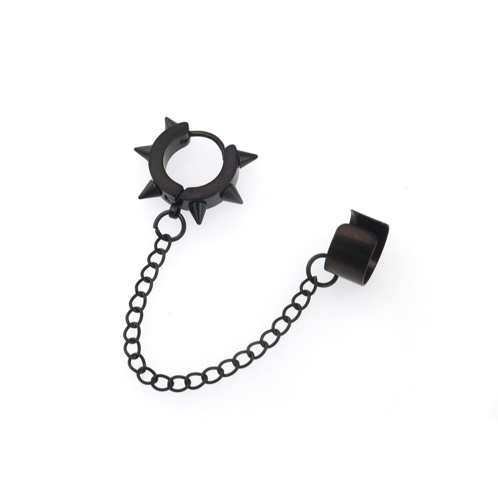 Black Six-Spike Chain Ear Clips - Black Six-Spike Chain Ear Clips - Chain by CRUXJEWELRY