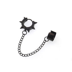 Black Six-Spike Chain Ear Clips - Black Six-Spike Chain Ear Clips - Chain