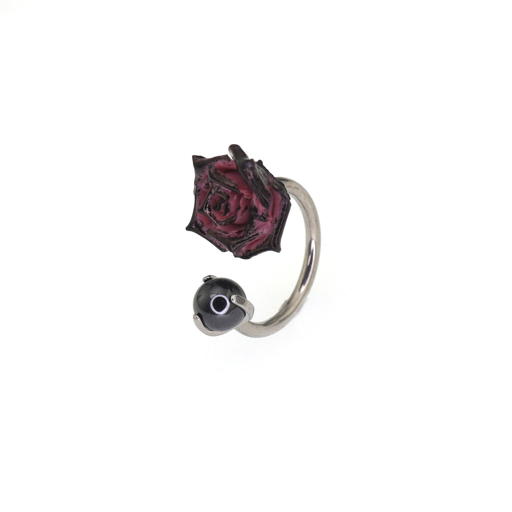 Black Six-Spike Chain Ear Clips - Black Six-Spike Chain Ear Clips - Horseshoe Ring by CRUXJEWELRY