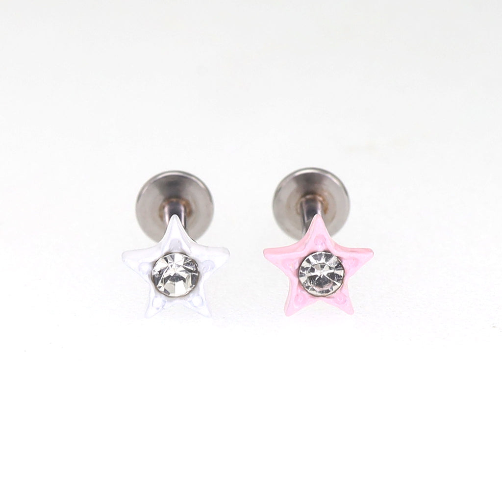 CZ & Resin Star Internally Threaded Stud - CZ & Resin Star Internally Threaded Stud - Radiant White / 6mm by CRUXJEWELRY