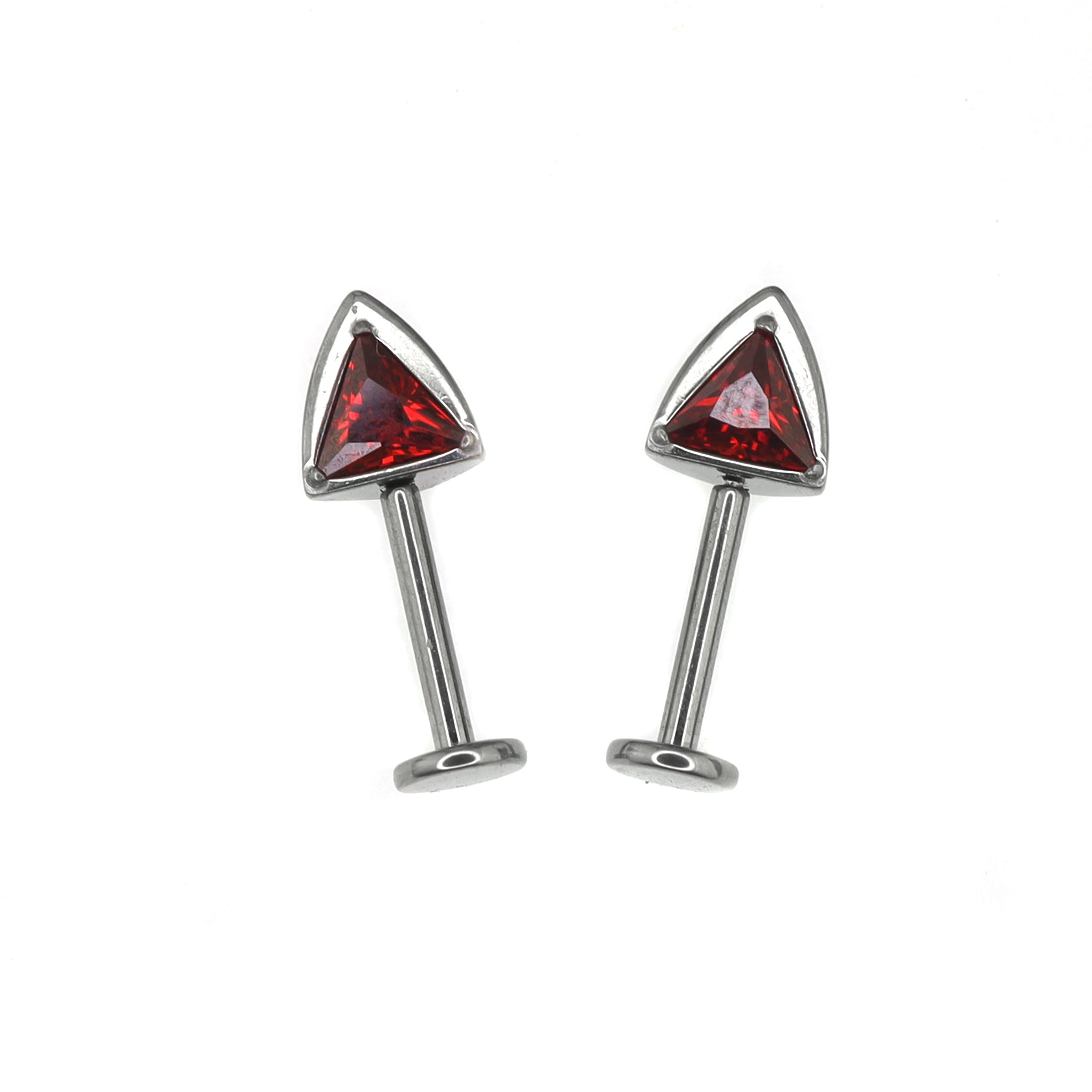 Paws & Purrs - PAIR OF Cat Ear CZ Internally Threaded Titanium Ear Stud - Paws & Purrs - PAIR OF Cat Ear CZ Internally Threaded Titanium Ear Stud - Red / 6mm by CRUXJEWELRY