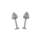 Paws & Purrs - PAIR OF Cat Ear CZ Internally Threaded Titanium Ear Stud - Paws & Purrs - PAIR OF Cat Ear CZ Internally Threaded Titanium Ear Stud - Radiant White / 6mm by CRUXJEWELRY