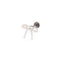 Heart Pearl Bow Stainless Steel Ear Studs - Heart Pearl Bow Stainless Steel Ear Studs - White / Single / 6mm by CRUXJEWELRY