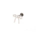 Heart Pearl Bow Stainless Steel Ear Studs - Heart Pearl Bow Stainless Steel Ear Studs - White / Single / 6mm by CRUXJEWELRY