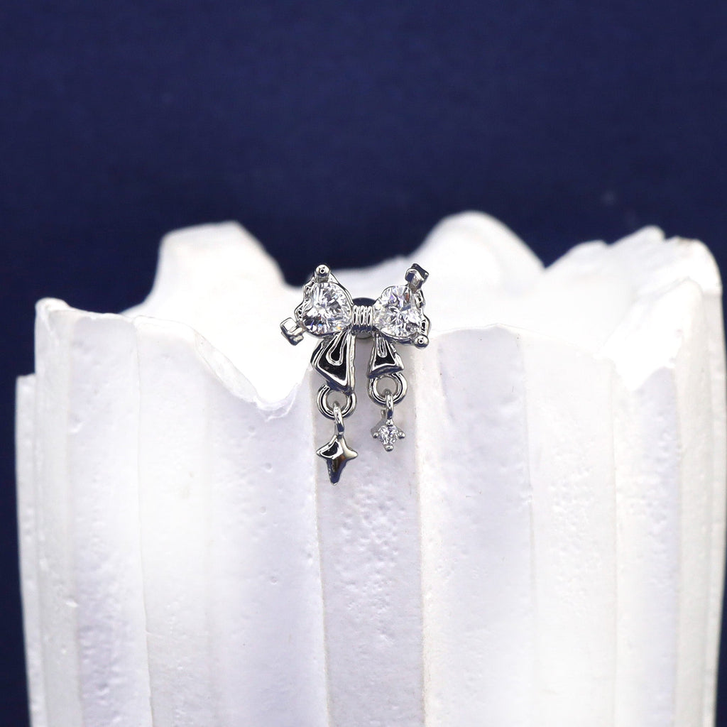 20G Thin Bow Dangle Ear Studs - 20G Thin Bow Dangle Ear Studs - Single by CRUXJEWELRY