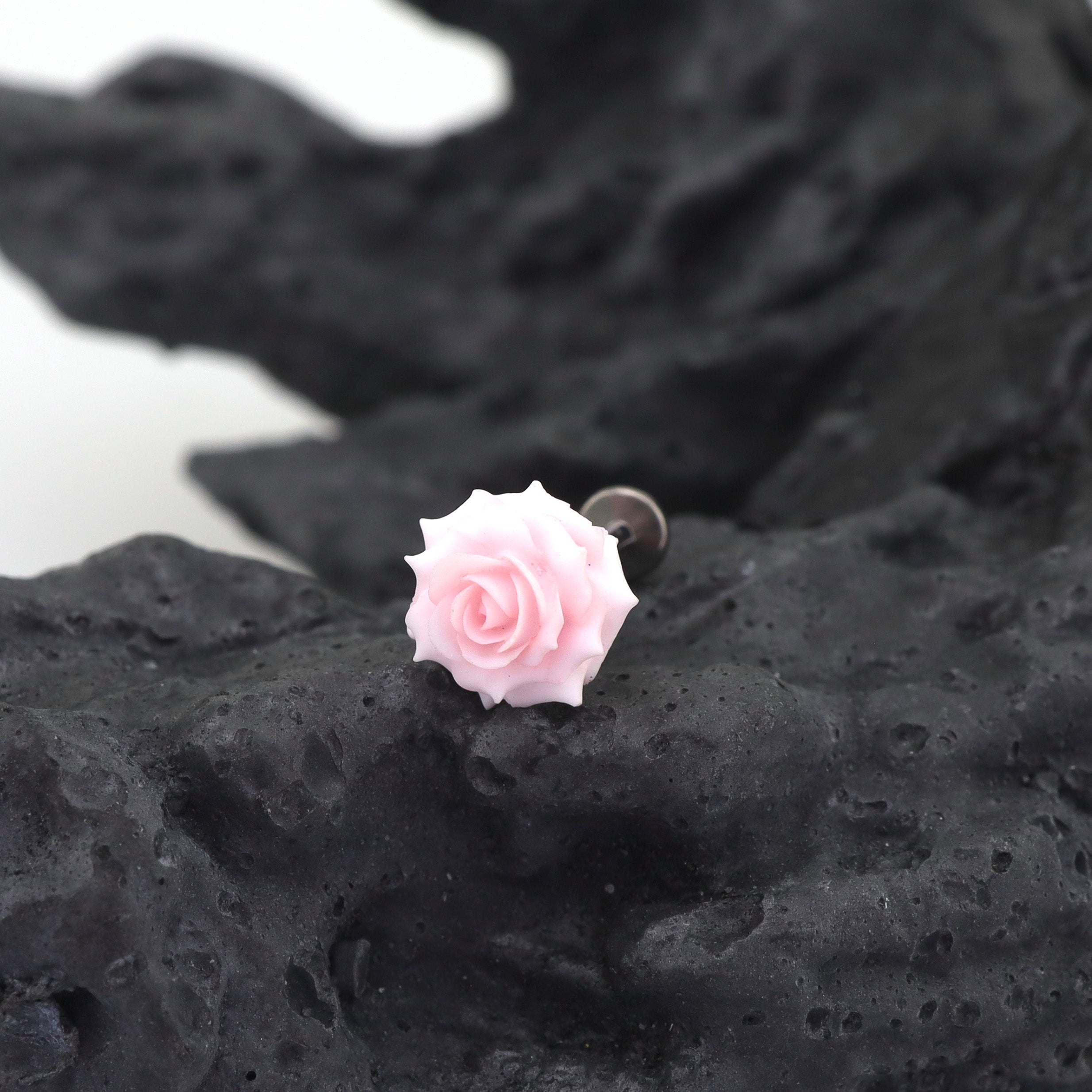 Butterfly Floral Earrings Rose Pink Cartilage & Helix Look - Butterfly Floral Earrings Rose Pink Cartilage & Helix Look - Rose Stud by CRUXJEWELRY