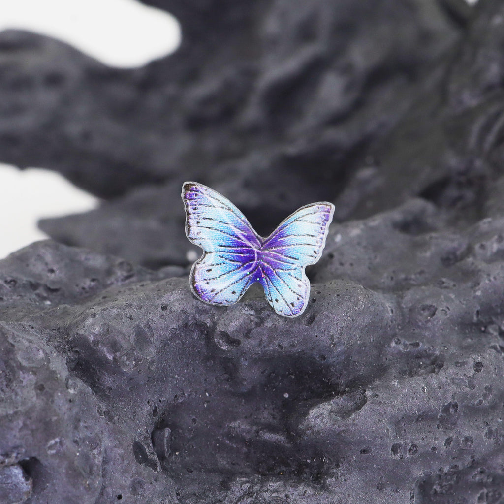 Butterfly Floral Whisper Rose Blue Cartilage & Helix Look - Butterfly Floral Whisper Rose Blue Cartilage & Helix Look - Butterfly by CRUXJEWELRY
