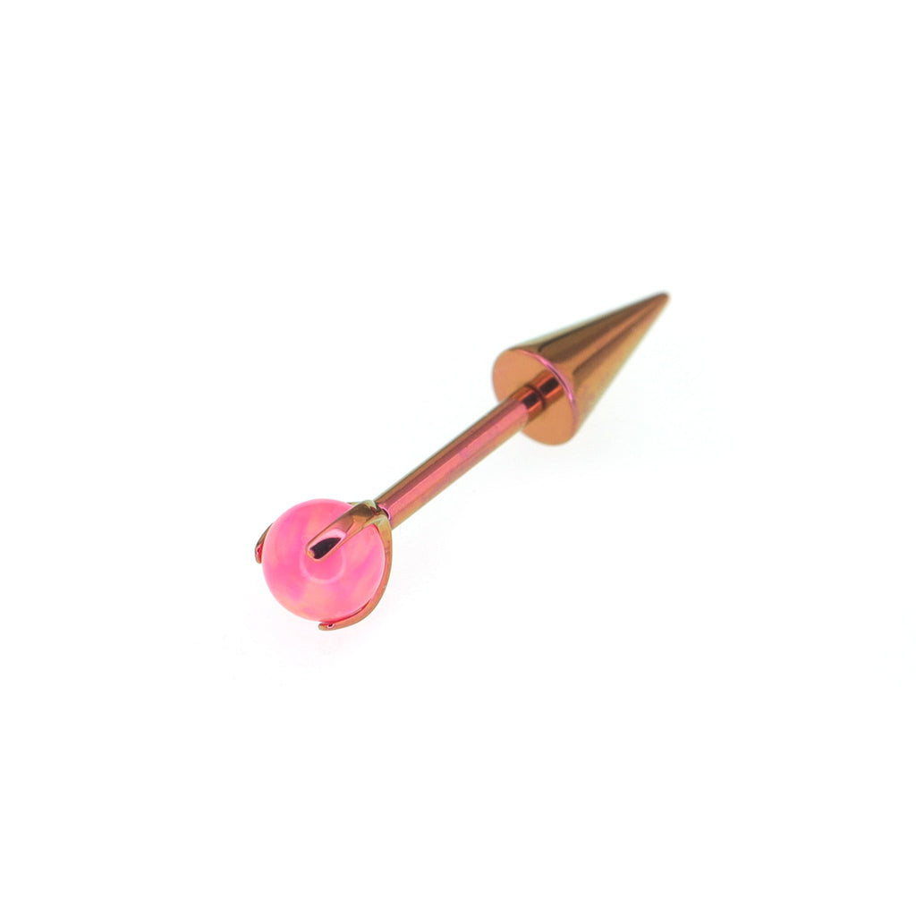 Opal Demon Spike Internally Threaded Titanium Cartilage Studs - Opal Demon Spike Internally Threaded Titanium Cartilage Studs - Pink / 6mm by CRUXJEWELRY