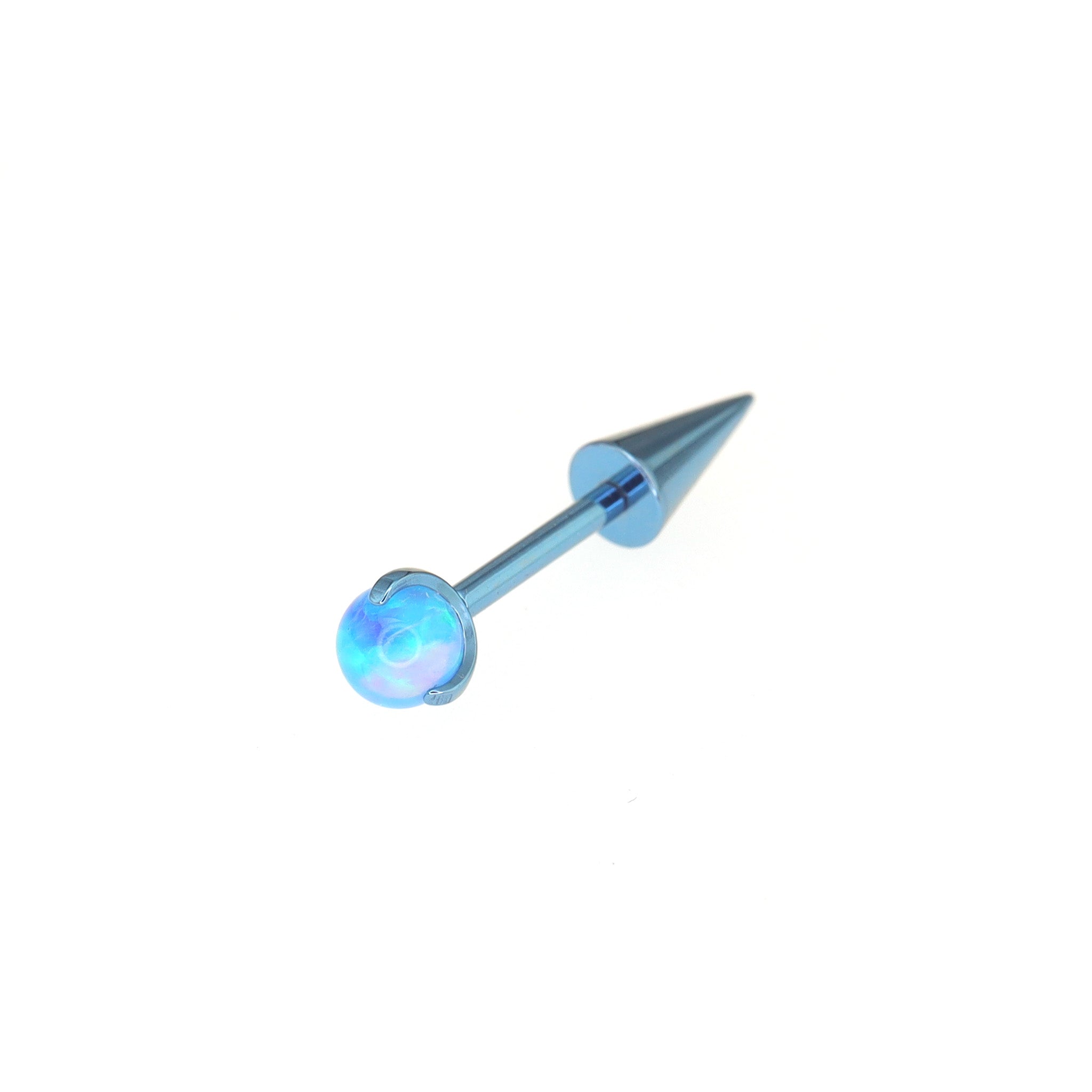 Opal Demon Spike Internally Threaded Titanium Cartilage Studs - Opal Demon Spike Internally Threaded Titanium Cartilage Studs - Blue / 6mm by CRUXJEWELRY