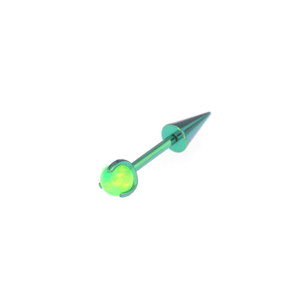 Opal Demon Spike Internally Threaded Titanium Cartilage Studs - Opal Demon Spike Internally Threaded Titanium Cartilage Studs - Green / 6mm by CRUXJEWELRY