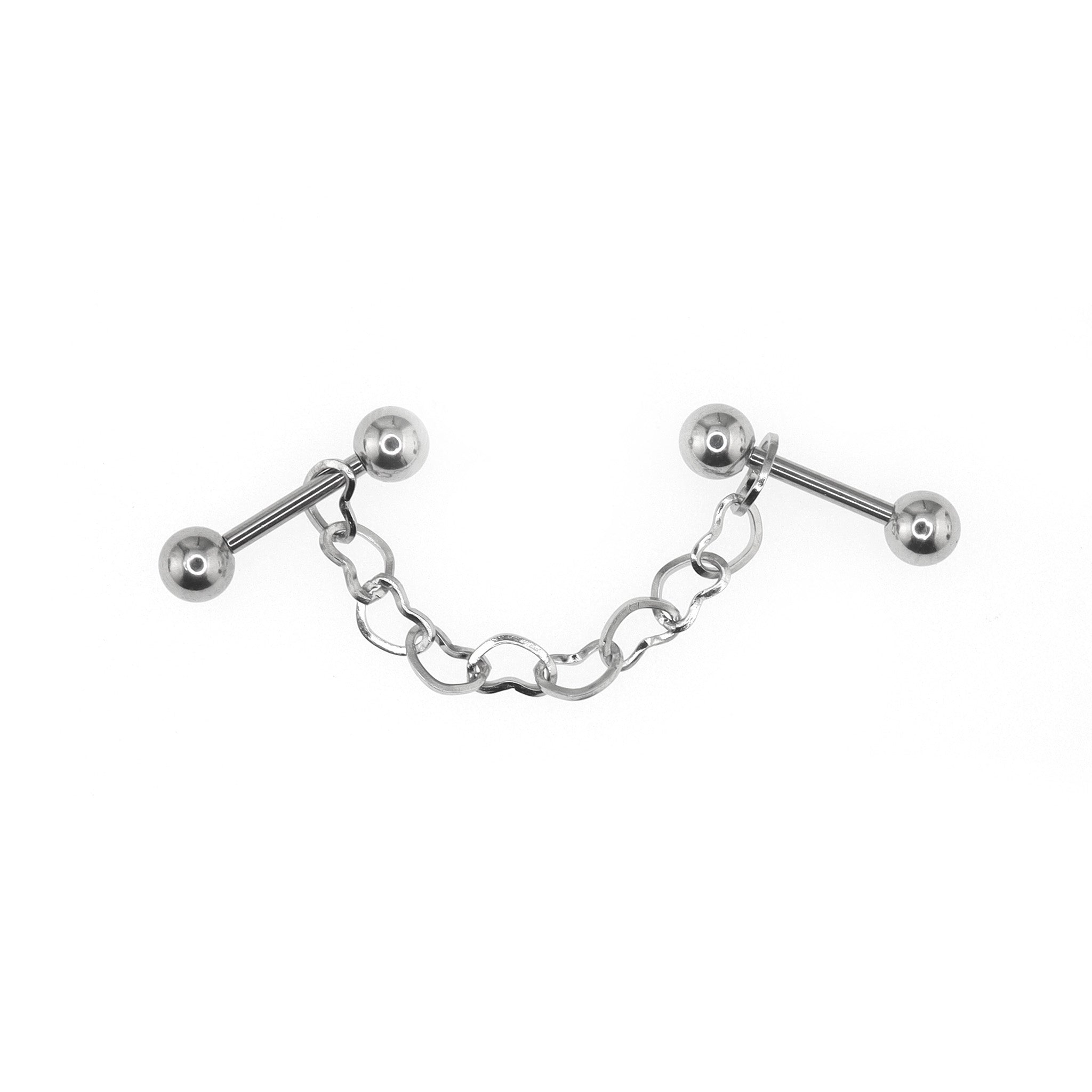 Black Heart Chain Stainless Steel Ear Chain - Black Heart Chain Stainless Steel Ear Chain - Sliver by CRUXJEWELRY