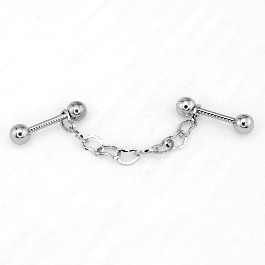 Black Heart Chain Stainless Steel Ear Chain - Black Heart Chain Stainless Steel Ear Chain - Sliver by CRUXJEWELRY