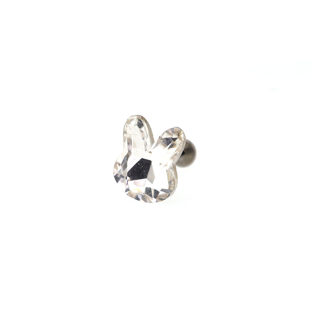 Pink & White Bunny Internally Threaded Titanium Studs - Pink & White Bunny Internally Threaded Titanium Studs - White / Single / 5mm by CRUXJEWELRY