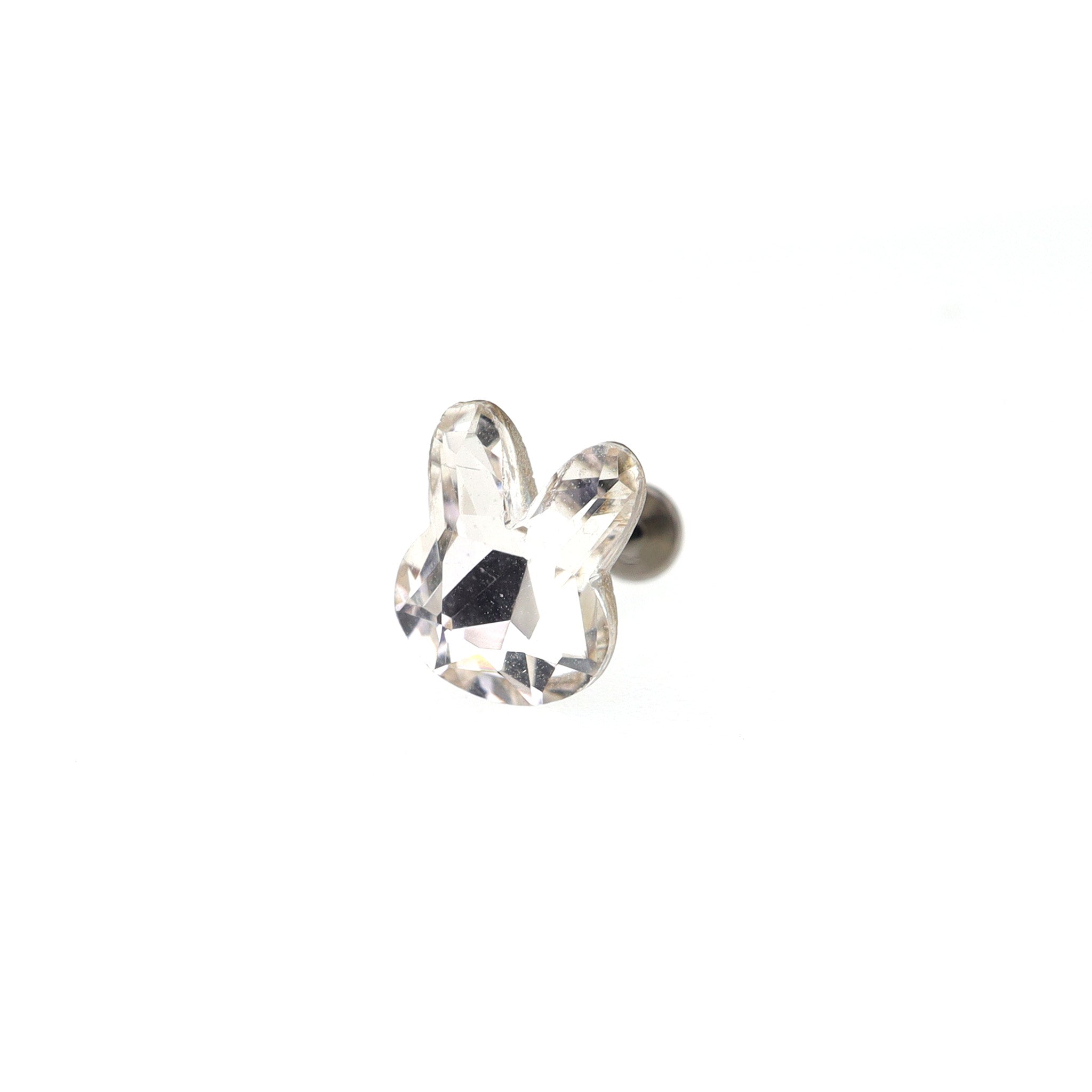 Pink & White Bunny Internally Threaded Titanium Studs - Pink & White Bunny Internally Threaded Titanium Studs - White / Single / 5mm by CRUXJEWELRY
