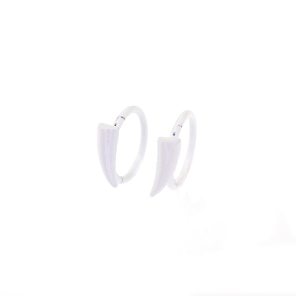 CRUX - PAIR OF White Enamel Fangs stainless steel Lip Clip - CRUX - PAIR OF White Enamel Fangs stainless steel Lip Clip - 8mm by CRUXJEWELRY