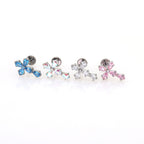 CZ Cross Internally Threaded Titanium Studs - CZ Cross Internally Threaded Titanium Studs - White / 6mm by CRUXJEWELRY