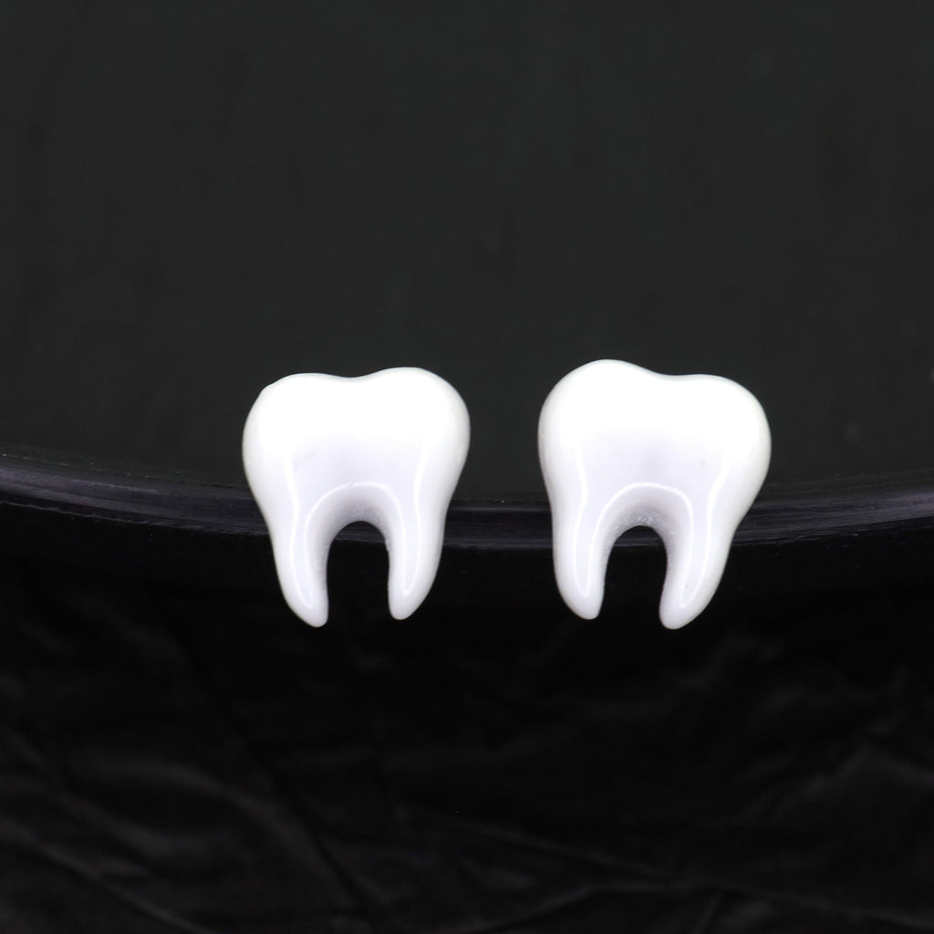 CRUX - White Tooth Externally Threaded stainless steel Studs - CRUX - White Tooth Externally Threaded stainless steel Studs - Single / 6mm / 0.8mm/20G by CRUXJEWELRY
