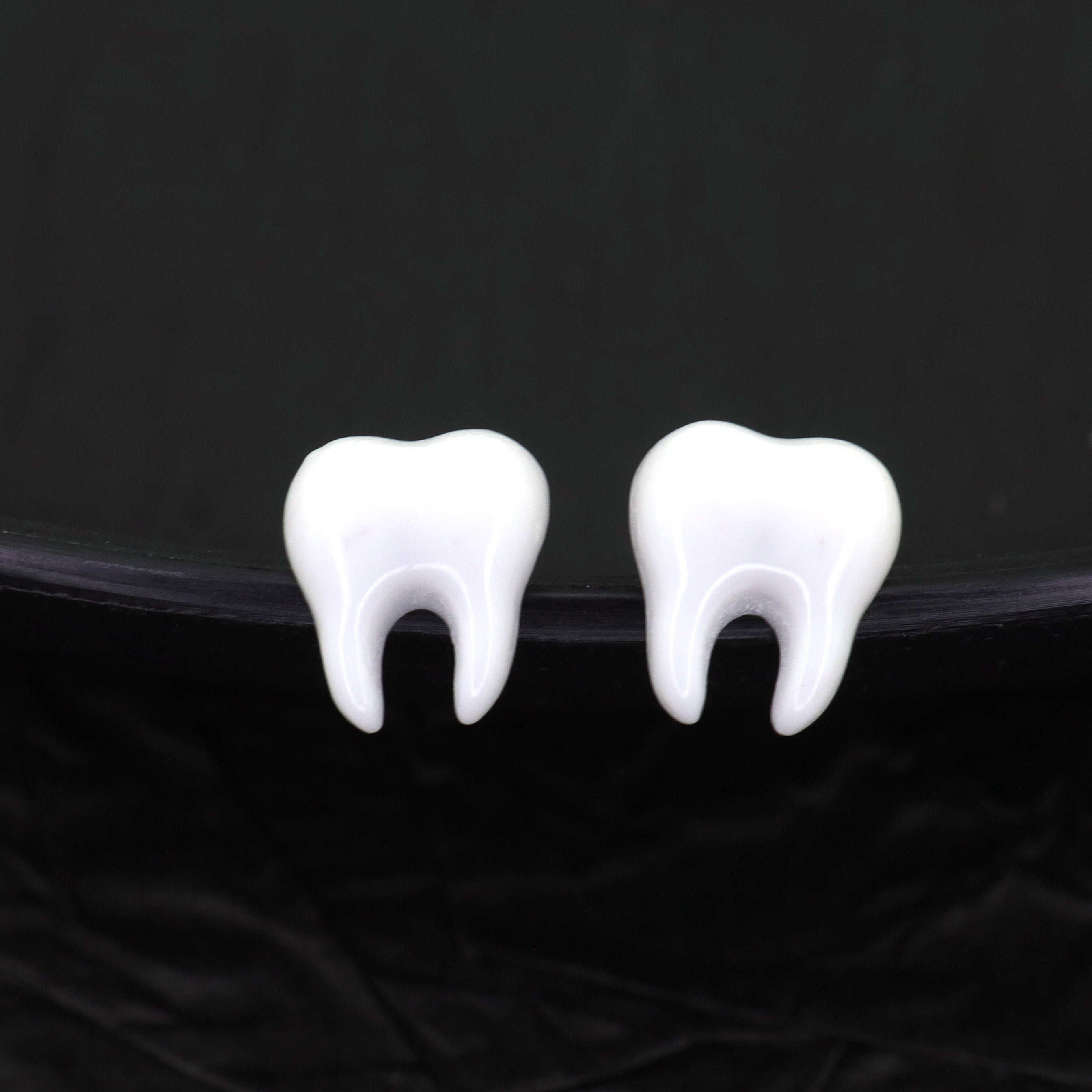 CRUX - White Tooth Externally Threaded stainless steel Studs - CRUX - White Tooth Externally Threaded stainless steel Studs - Single / 6mm / 0.8mm/20G by CRUXJEWELRY
