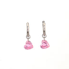 Rainbow Heart CZ Pendant Stainless steel Earrings - Rainbow Heart CZ Pendant Stainless steel Earrings - Pink / Set by CRUXJEWELRY