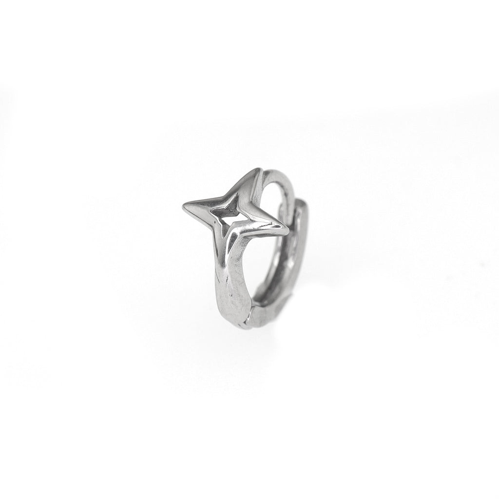 Openwork Four-Point Star Stainless steel Earrings - Openwork Four-Point Star Stainless steel Earrings - Single by CRUXJEWELRY