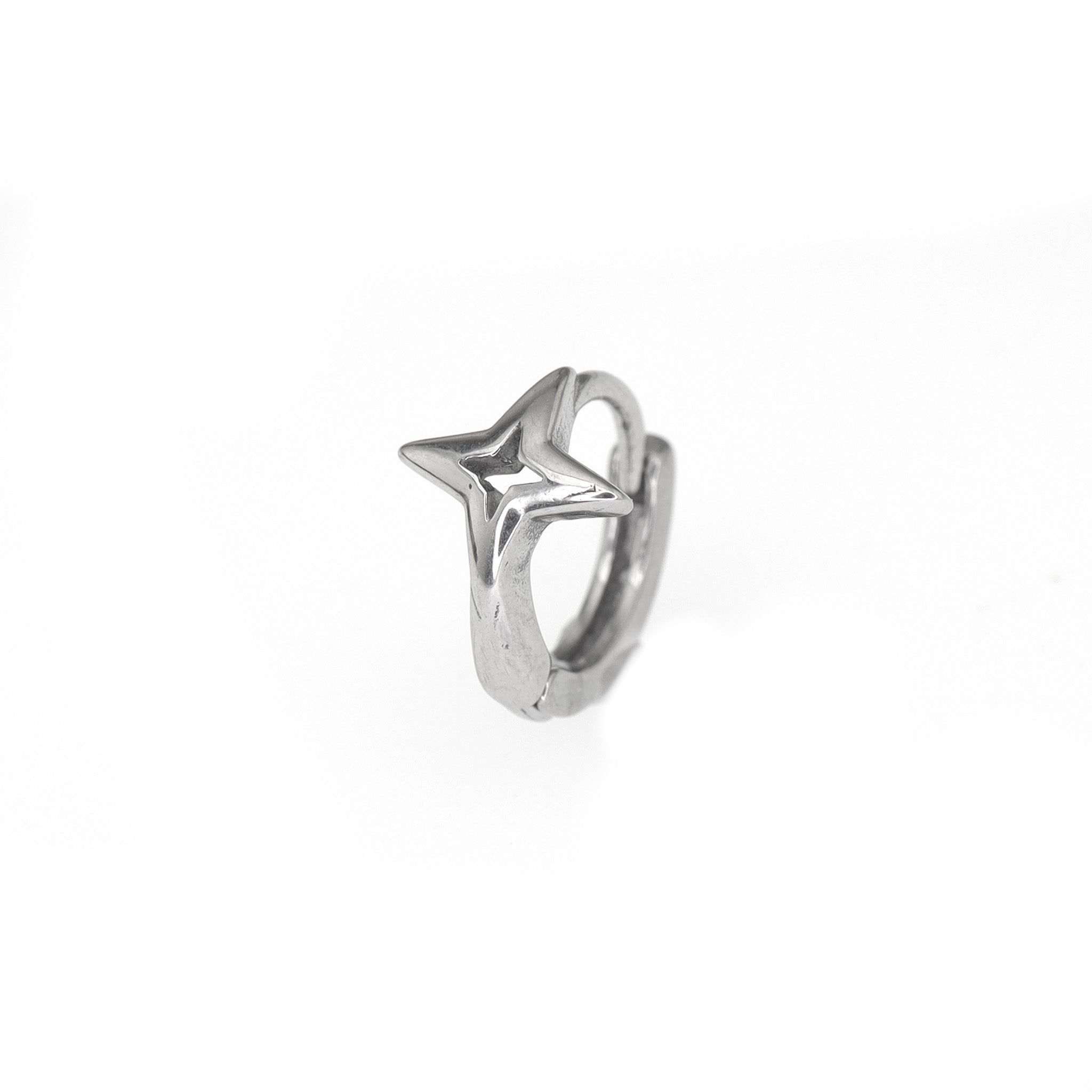 Openwork Four-Point Star Stainless steel Earrings - Openwork Four-Point Star Stainless steel Earrings - Single by CRUXJEWELRY